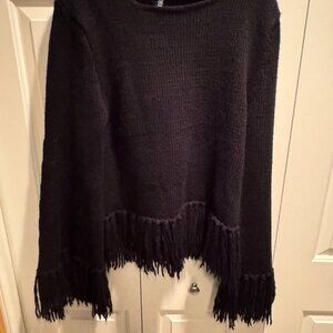 Trendy Black fringed black sweater